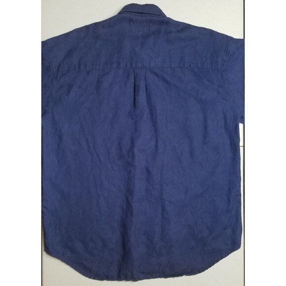 Whipper In Linen Blend Button Up Long Sleeve Shirt Blue Floral Print Men's M - Picture 13 of 15